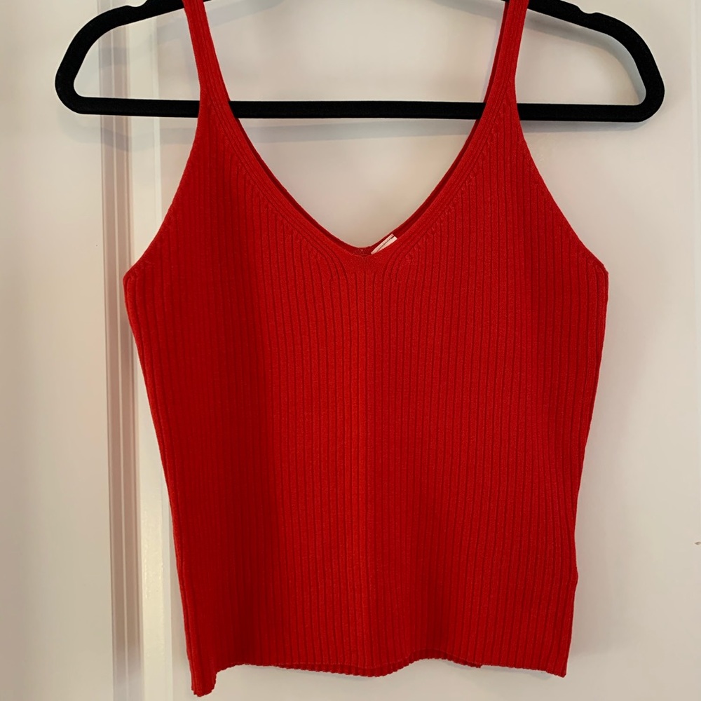 H&M red ribbed knit tank